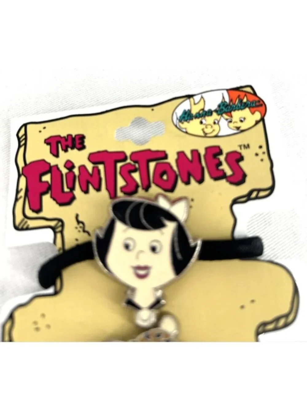 Flintstones Ponytail Holders Betty Bam Bam Barney Enamel Vintage 1994